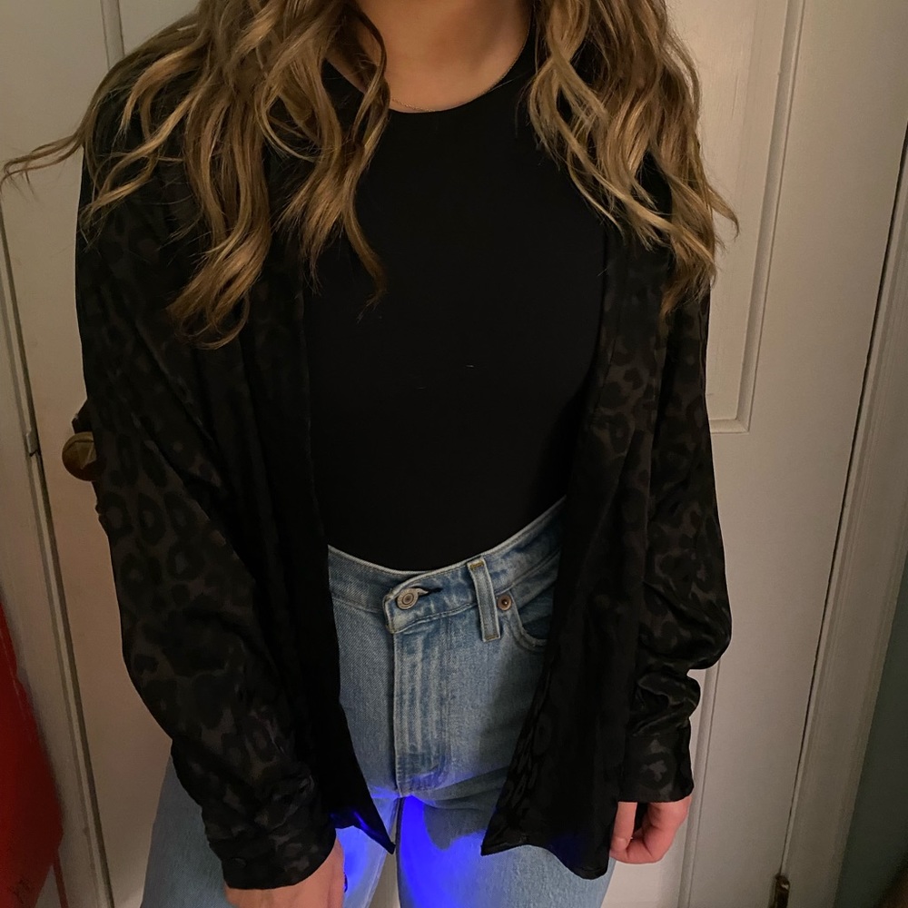 Black cheetah button up